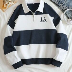 LA Striped Navy and White Women's Sweater